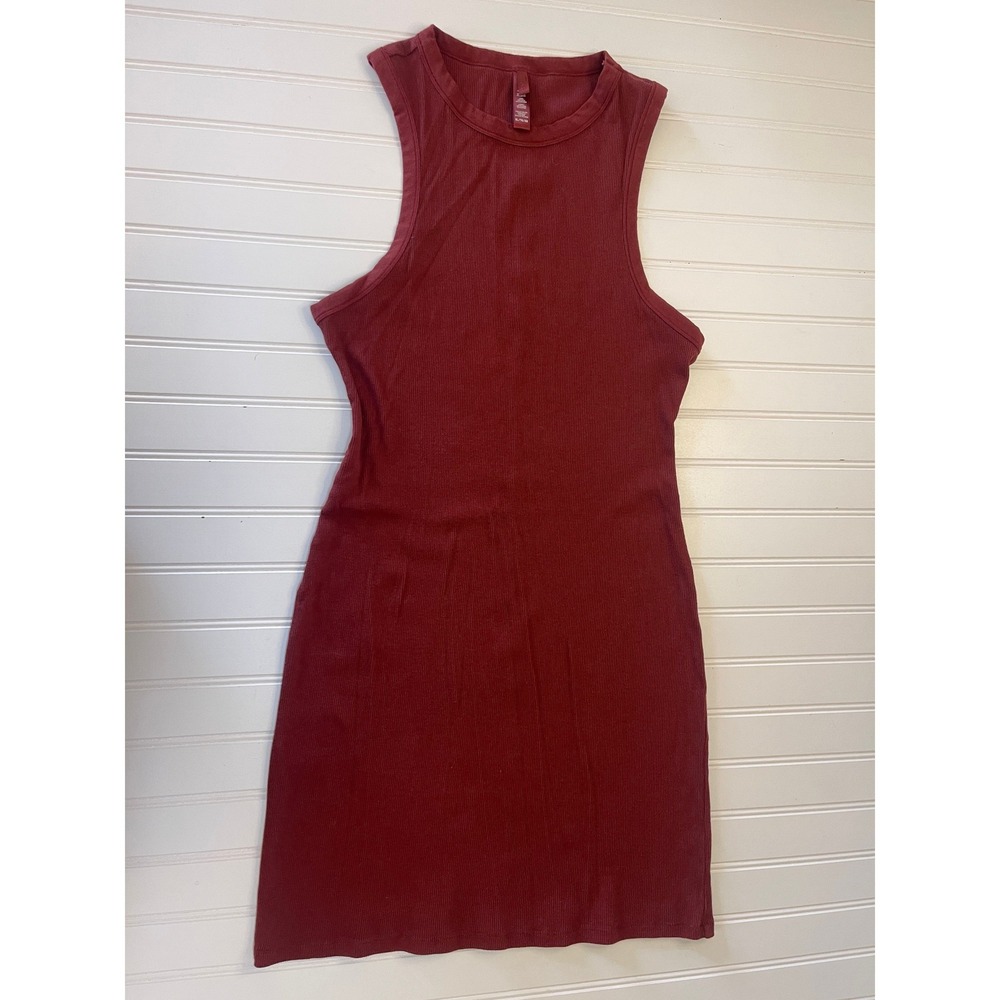 SKIMS Cotton Rib Tank Dress Oxblood Ribbed Mini Womens XL Burgundy Lounge‎